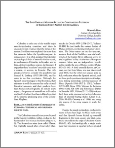 The lost emerald mines of Ecuador: Contrasting patterns of emerald use in native South America